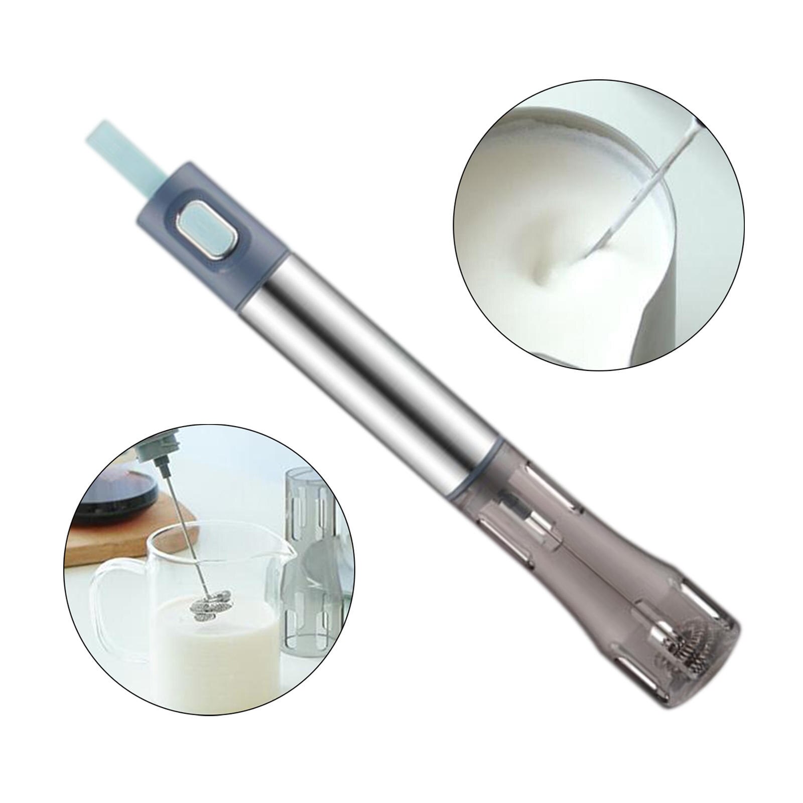 Espumador de leche portátil de acero inoxidable para café, Eggbeater, máquina de espuma para leche Matcha, capuchino, Chocolate: Azul