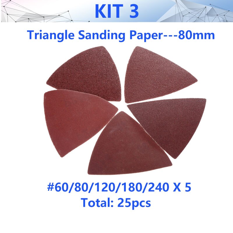 NEWONE Finger – papier de ponçage triangulaire, grain 60/80/120/180/240, pour outil oscillant, polissage, meulage: kit3 25pcs