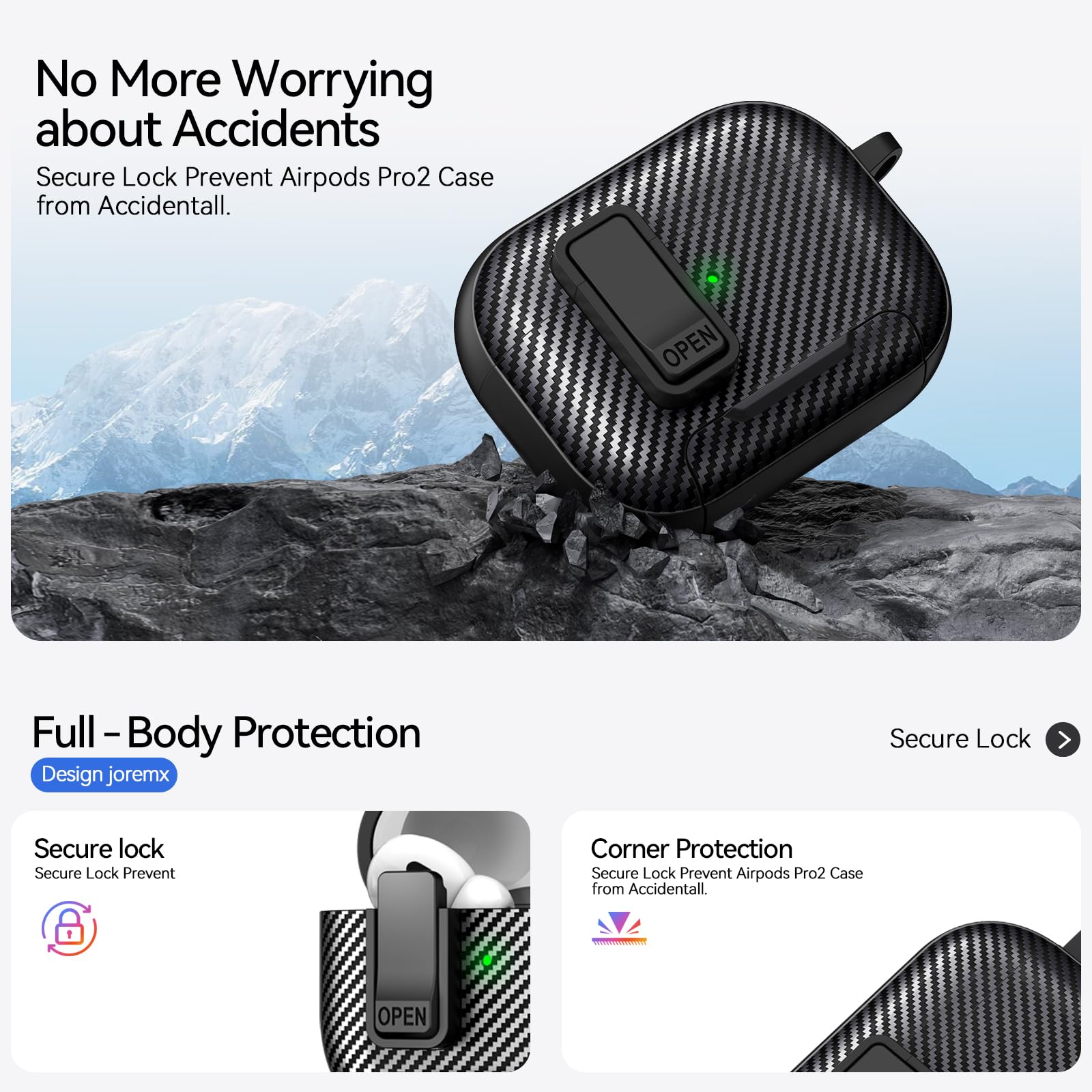 Airpod 4 Headphone Case With Phone Stand Airpod pro 2 Carbon Fiber Lock Case for AirPods 4th Gen/AirPods 4 With ANC Cover