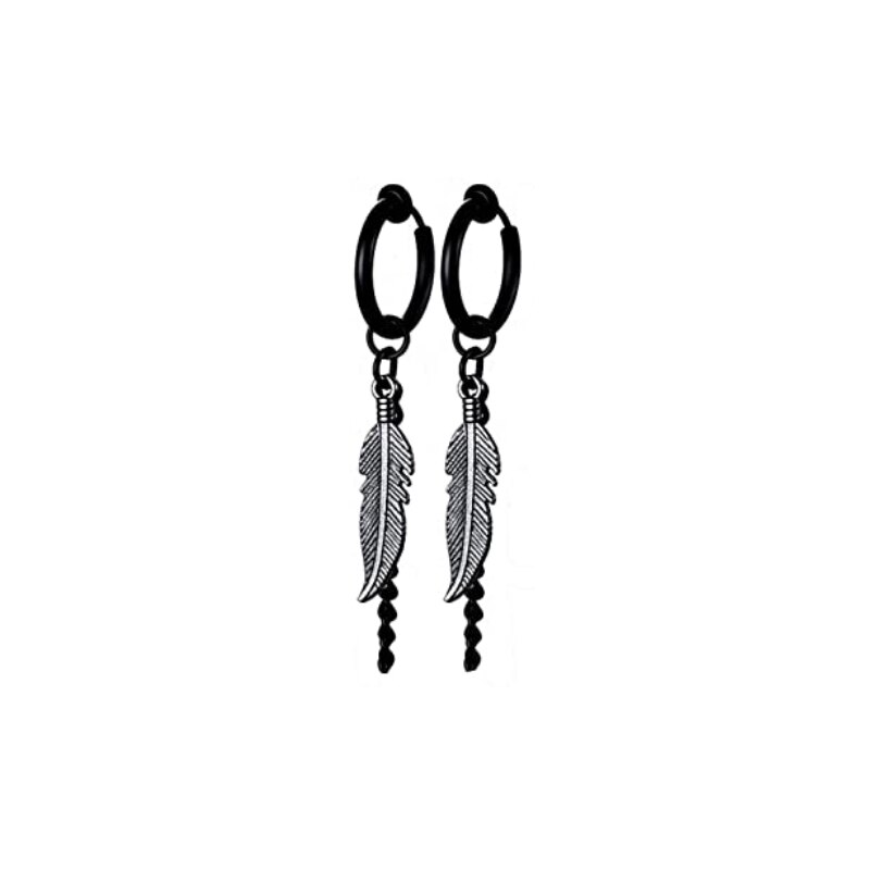Boucles d'oreilles magnétiques Non perforées, 10 paires, en acier inoxydable, plumes croisées, charnière, Clips unisexe: StyleE-Black-1pairs