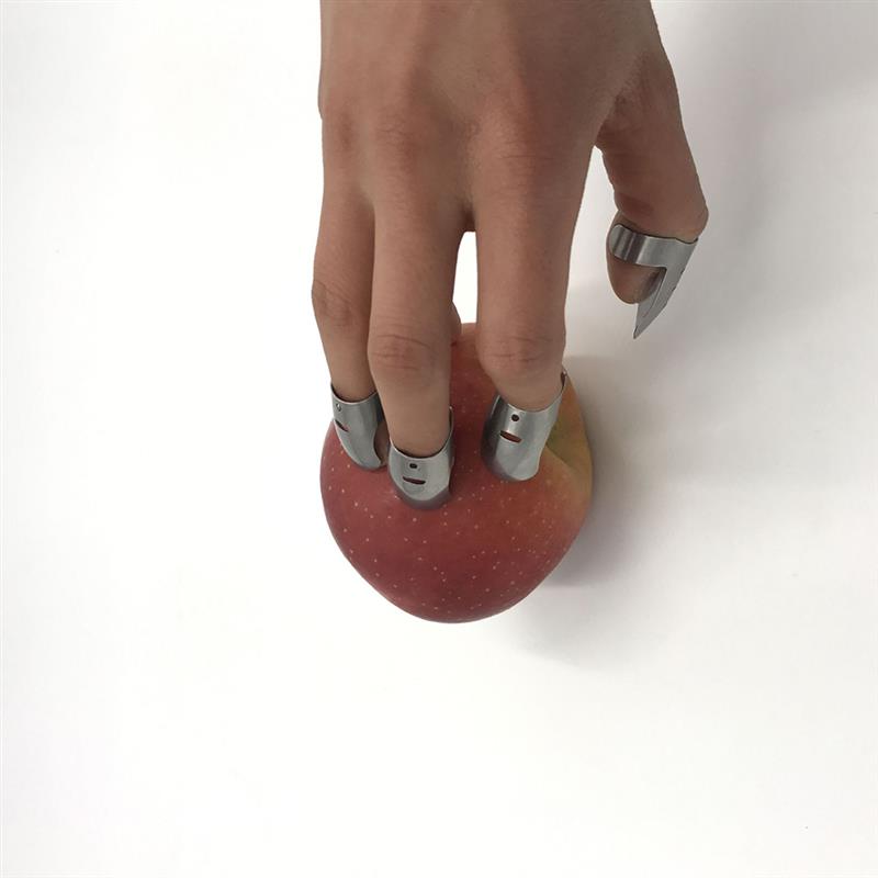 Protecteur de doigt en acier inoxydable pour éviter les blessures, outils de cuisine professionnels argent 4 pièces/ensemble