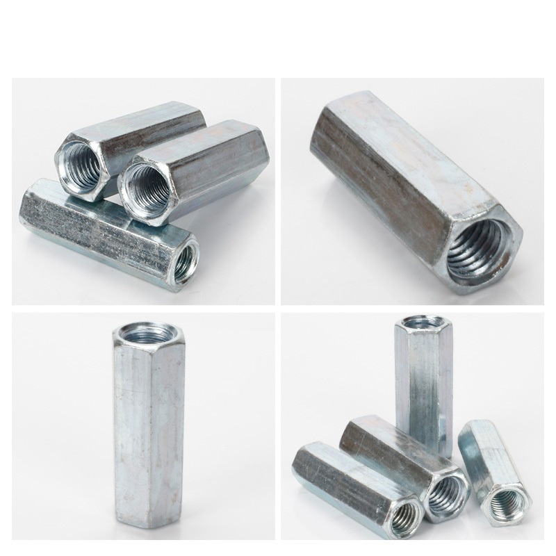 M6 M8 M10 M12 M14 Gegalvaniseerde zeskantstangkoppelingsmoeren Verbindingsdraadmoer Gegalvaniseerde lange zeskantmoer DIN 6334