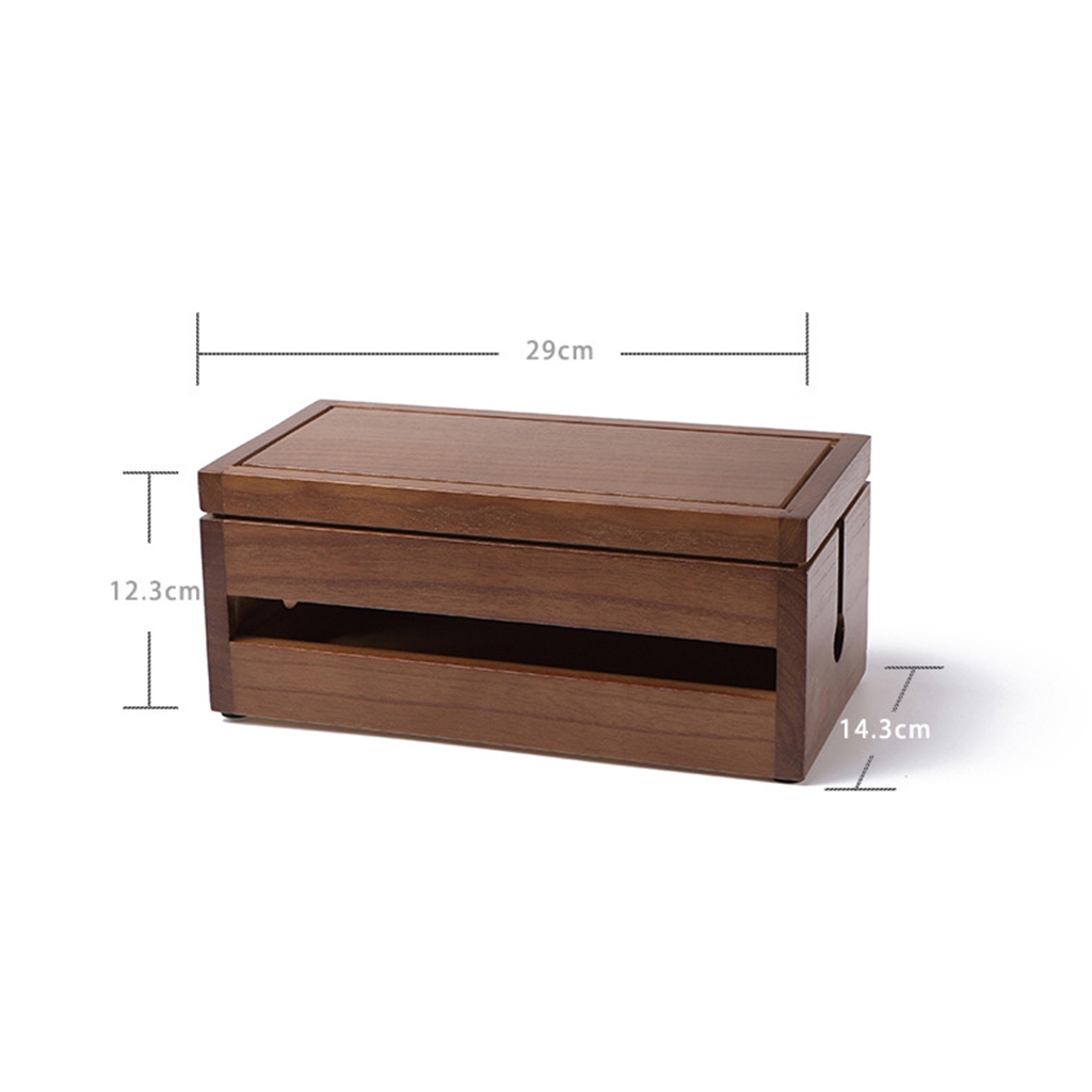 Cable Management Box Wood Cord Organizer Conceal Extension Cover Office
