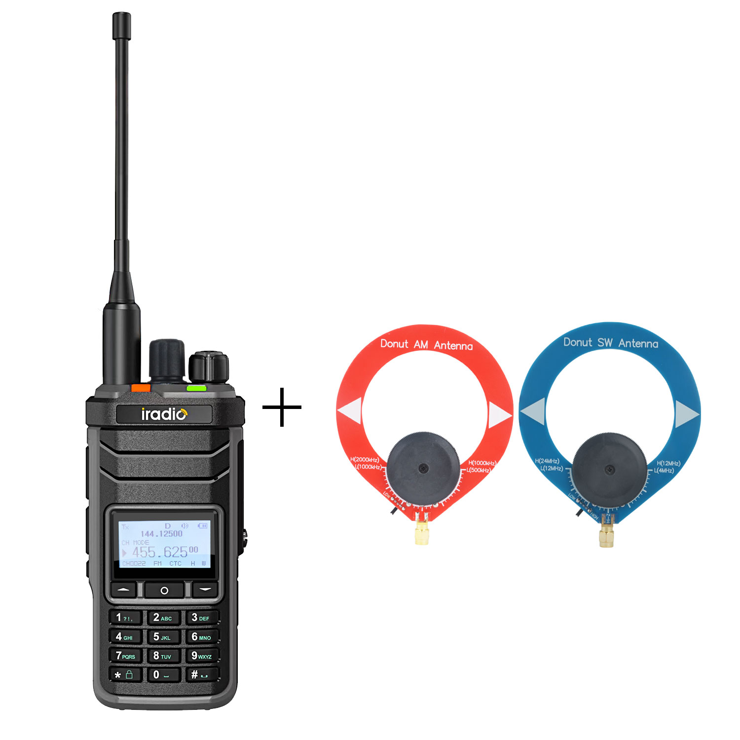 Iradio Walkie Talkie UV-88 HF CB VHF UHF Aviation Freq Multi-Band Multi-Modulation AM FM SW MW LW CB SSB Tragbares Funkgerät: Blau / EURO