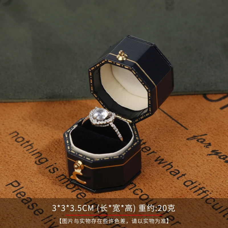 Caja pequeña para anillos de joyería para anillos de propuesta, ceremonia, bodas o ocasiones especiales, caja para anillos para mujeres y niñas con ranura única: Castaño