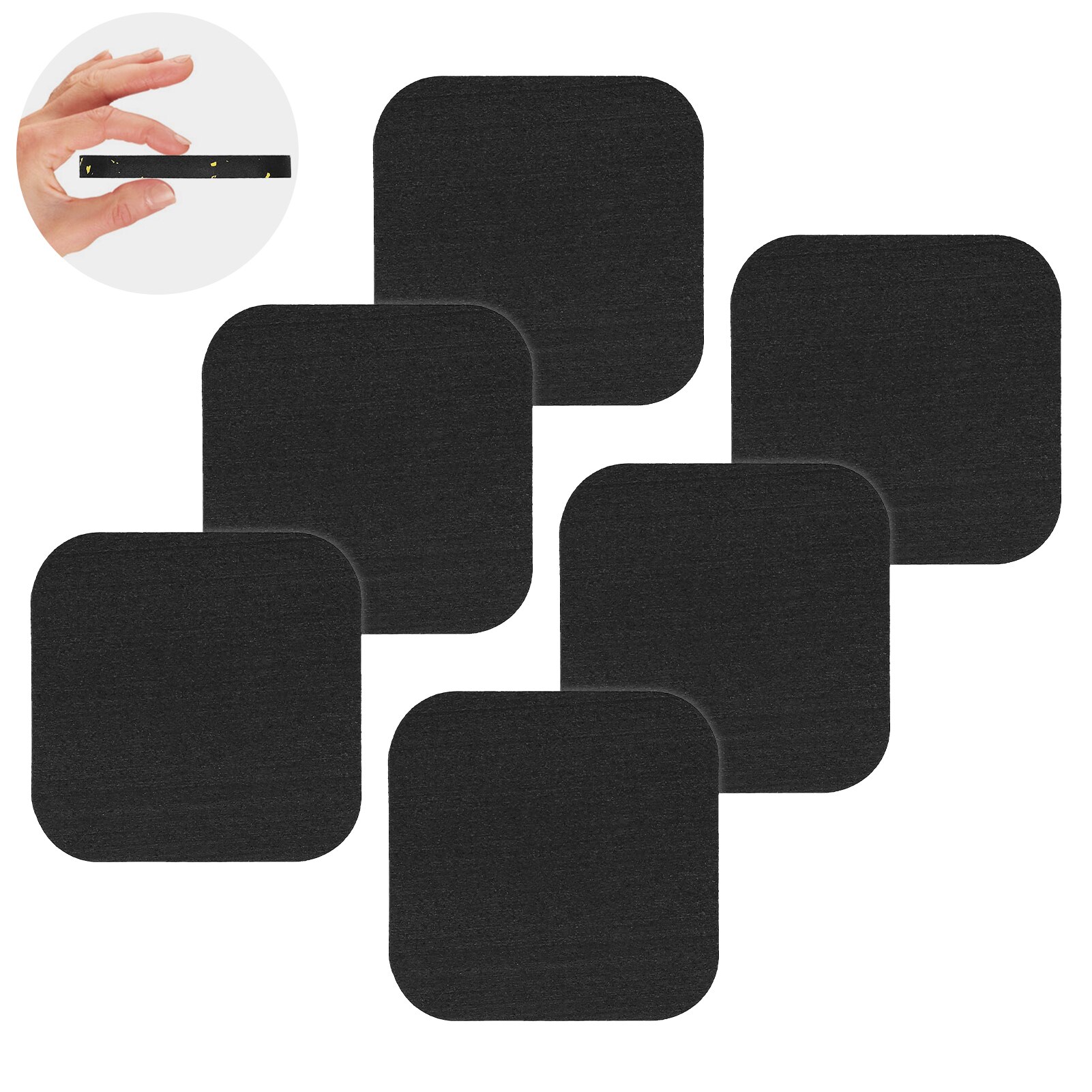 6pcs Running Machine Mats Anti-slip Shock Absorbing Rubber Pads for Gym Home Office Fitness Running Machine Mats: Black