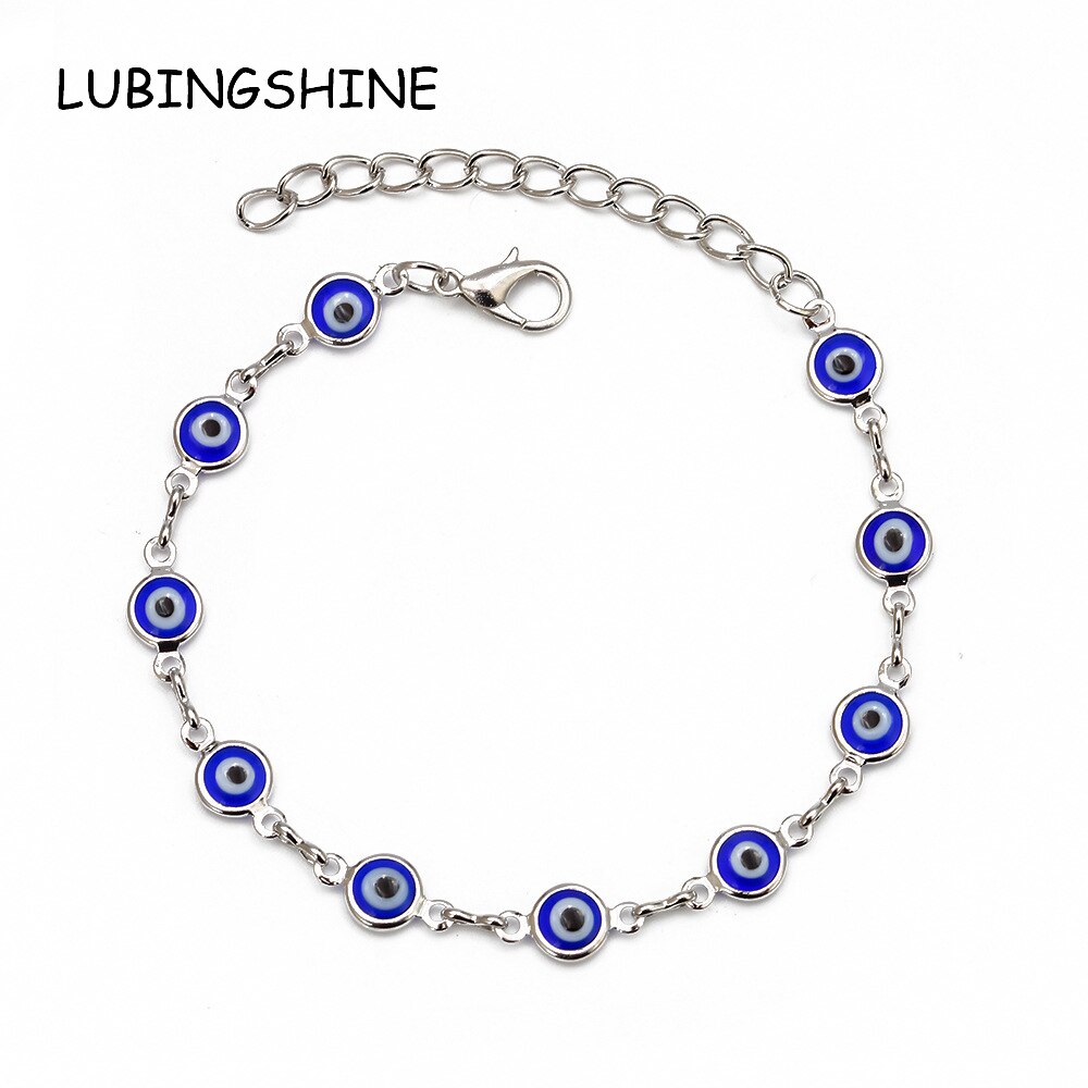 Einfache Silber Farbe Blau Türkische Bösen blick Chram Armbänder für Frauen Männer Einstellbare Armbänder Fußkettchen Schmuck