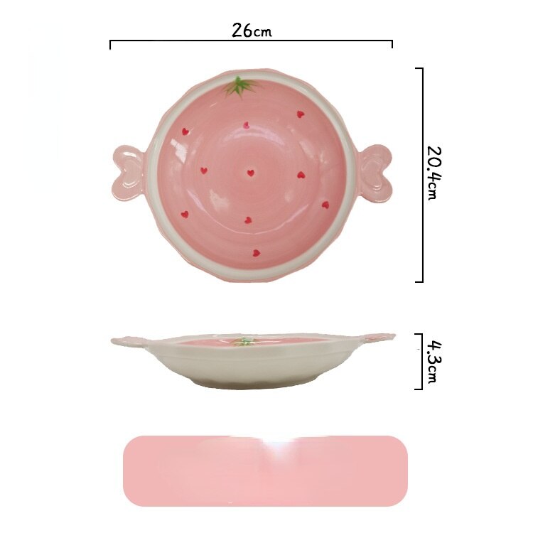 Ceramic Pink Strawberry Decorative Plate Jewelry Dish Plate Living Room Office Decoration Tableware Breakfast Bowl Home Decor: F
