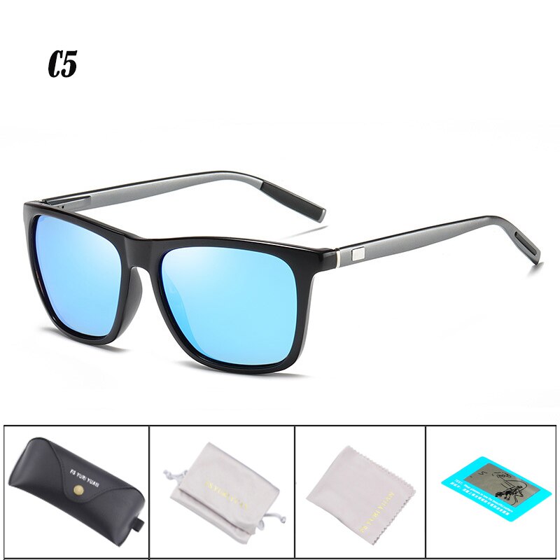 Gafas de sol polarizadas de aluminio y magnesio para hombre, lentes de sol masculinas para pescar, hacer senderismo, acampar, deportes, conducir, 387: C5