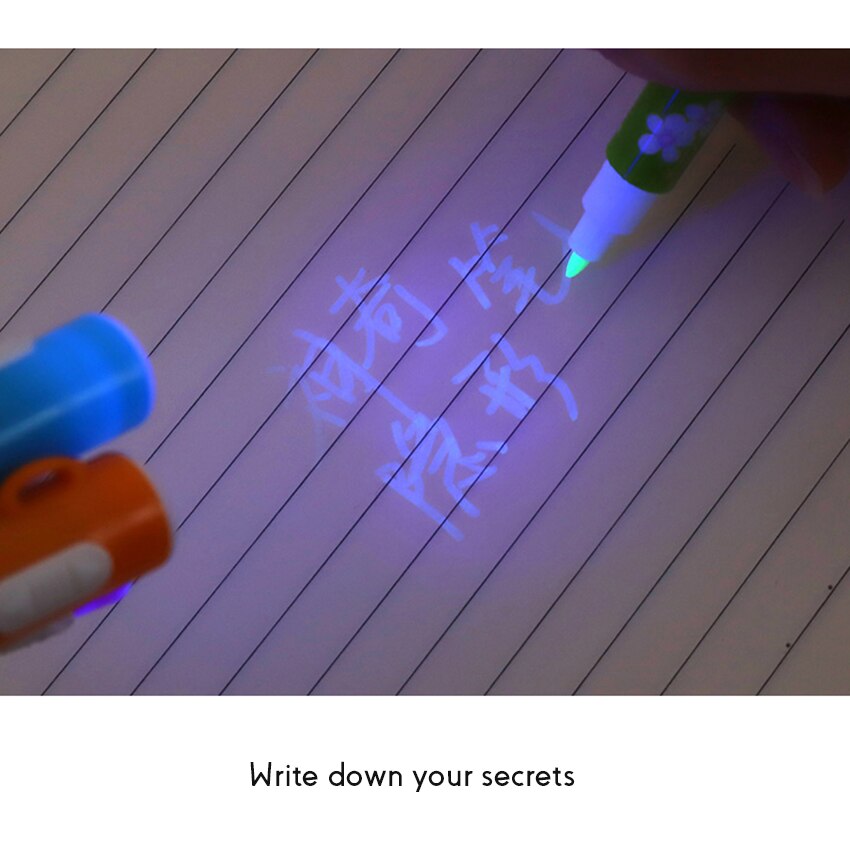 Invisible Highlighter Pen with LED Electronic Light Round Fiber Tip Marker Pen for Kids Students Stationery Supply