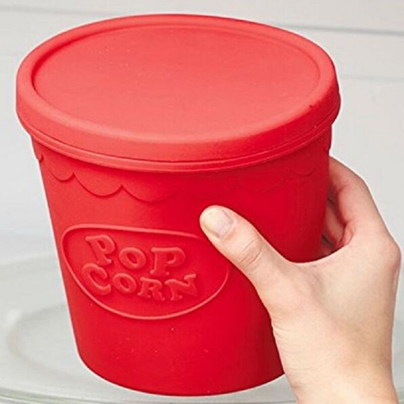 1Pcs Original Red Silicone Microwave Popcorn Maker Bucket Snack Bucket Family Party Supplies DIY Kitchen Tools