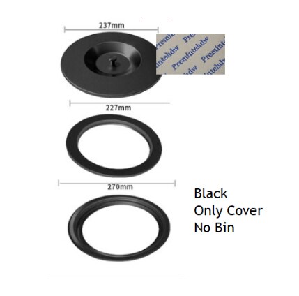 8L Higt Built-in Trash Can Kitchen Waste bin Stainless Steel Dustbin With Lid Garbage Bins: Black Cover