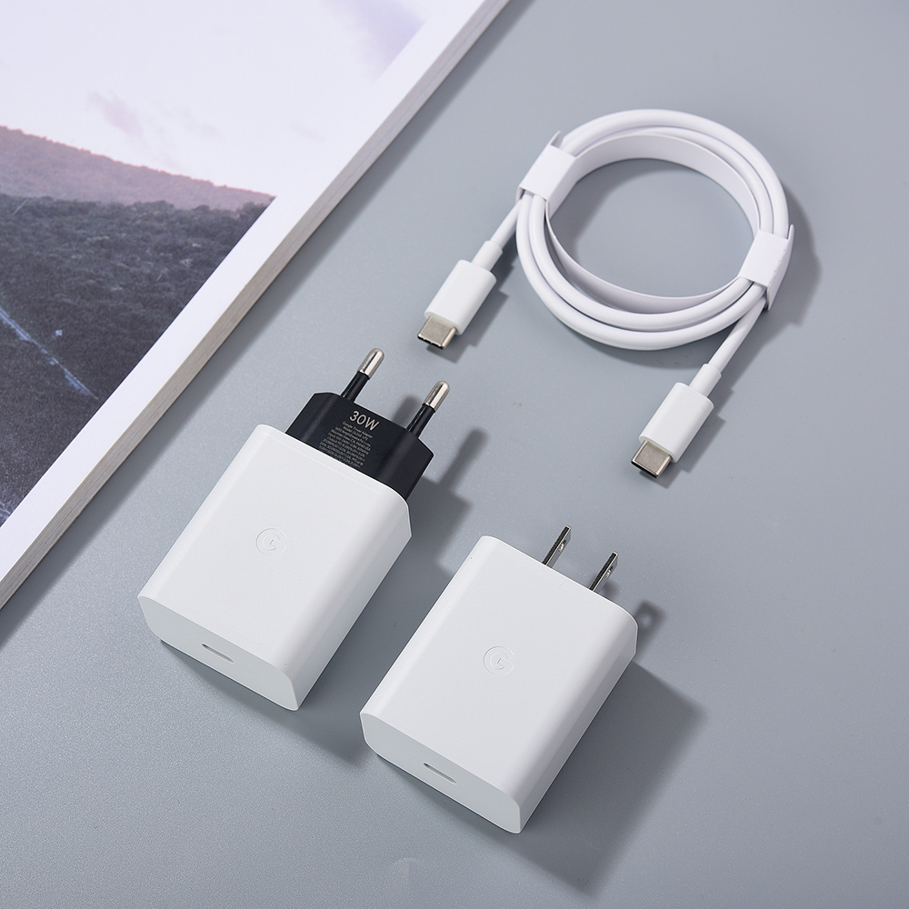 30w usb-c oplader til google pixel 9a 8a 7a 6a 5 pd hurtig vægopladningsadapter kompatibel med usb-c enheder 1m usb c til c kabel