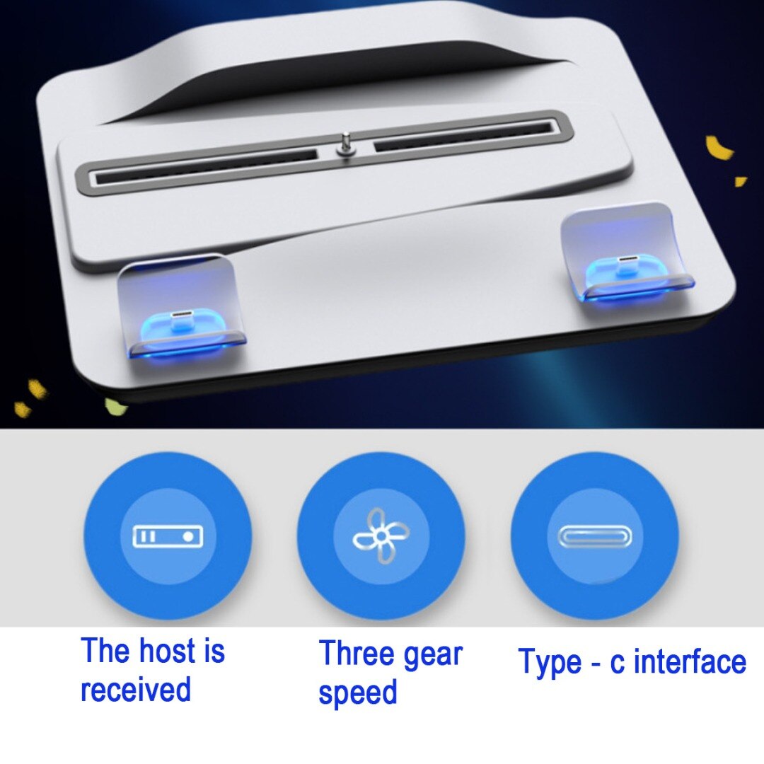 MAYITR 1pc Game Handle Vertical Stand Base Bracket Dual Controller Gamepad Console Charging Station With Cooler Fan