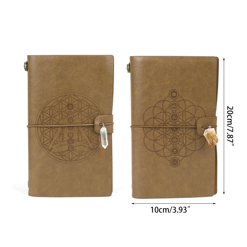 Brown Leather Notepad Elastic Closure Writing Notebook for Office Home School 101A