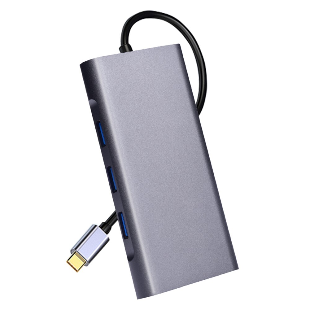 Grey Aluminum Shell 10 in 1 Docking Station Hub USB C HUB Station RJ45 VGA 3 USB3.0 3.5mm SD TF HDMI-compatible PD Adapter