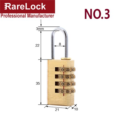 Mini Brass Combination Padlock Copper Padlock Password Lock for Warehouse Cabinet Bags Gym Locker Rarelock A: NO 3