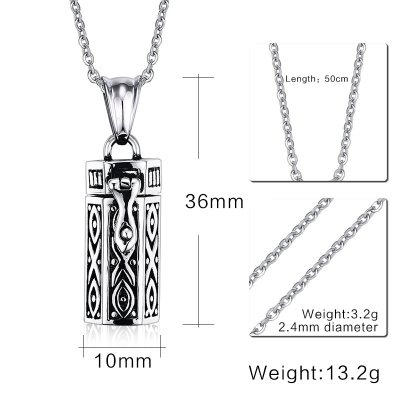 Mprainbow Men Necklaces Tubular Openable Remembrance Jewelry Stainless Steel Pendant Unisex Jewellery Collier , 20 inch