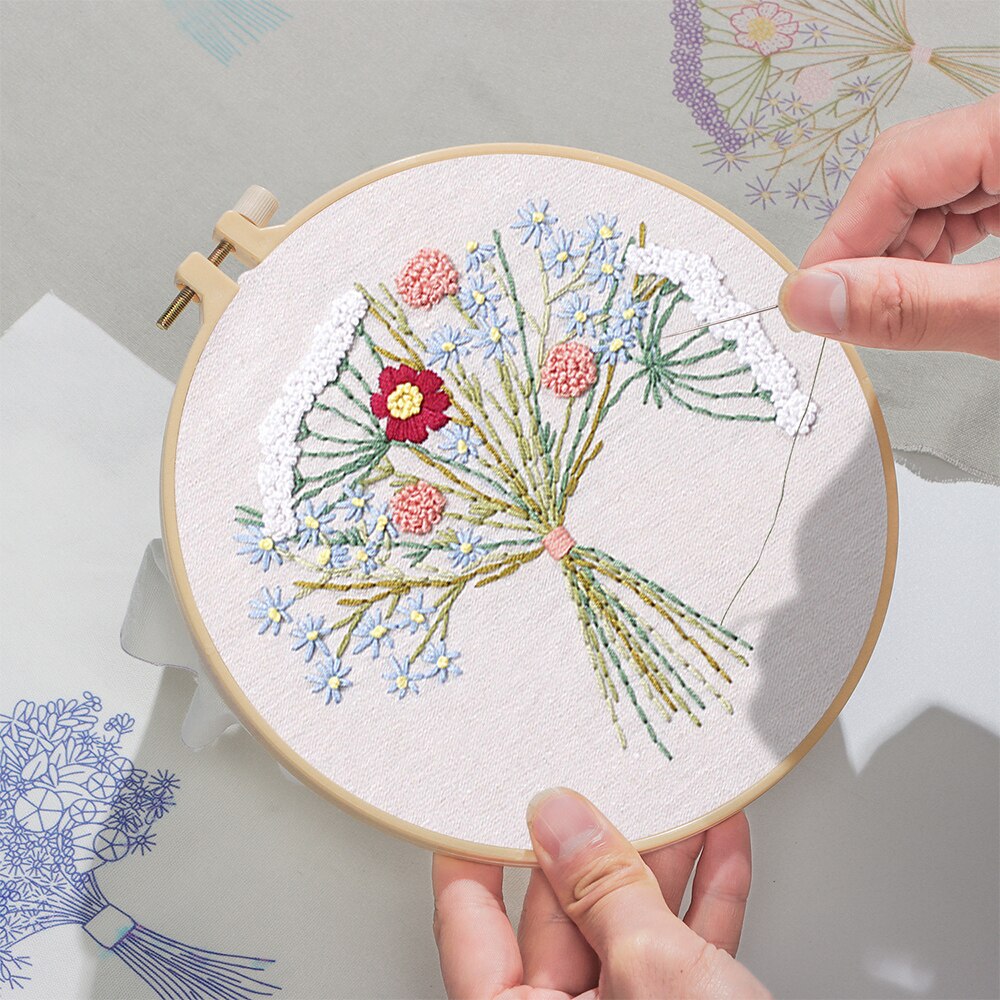 A Full Range Of Printed Embroidery Starter Kits With Patterns Instructions Adult Beginners Multicolor Manual Sewing Craft Kits