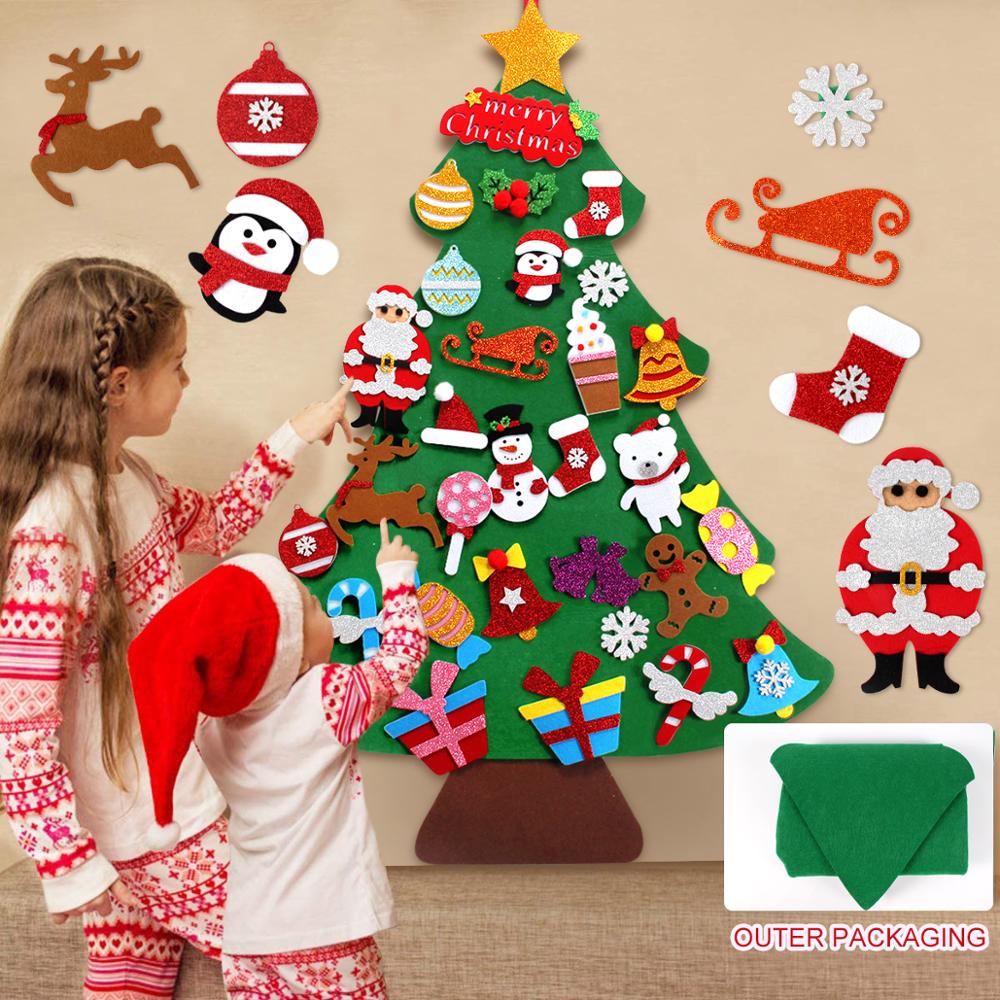 Diy Voelde Kerstboom Vrolijk Kerstfeest Decor Voor Thuis Kerstboom Ornament Kerstman Kids Xmas Boom Navidad jaar