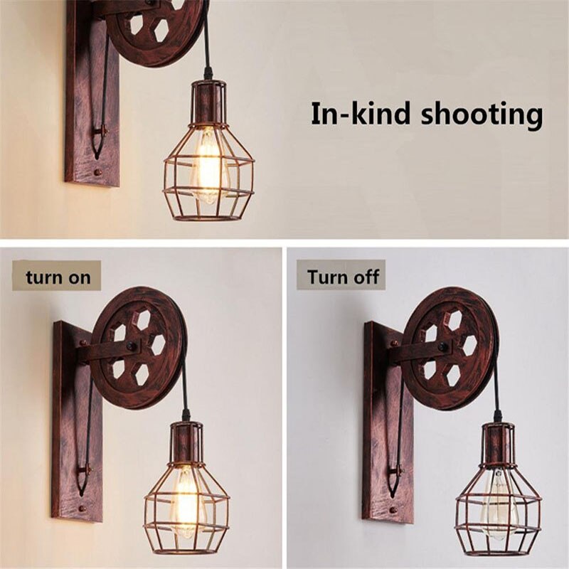 Moderne loft retro lantaarns armaturen katrol wandlamp ophangfitting keuken slaapkamer woonkamer wandlampen bh wandlamp  e27