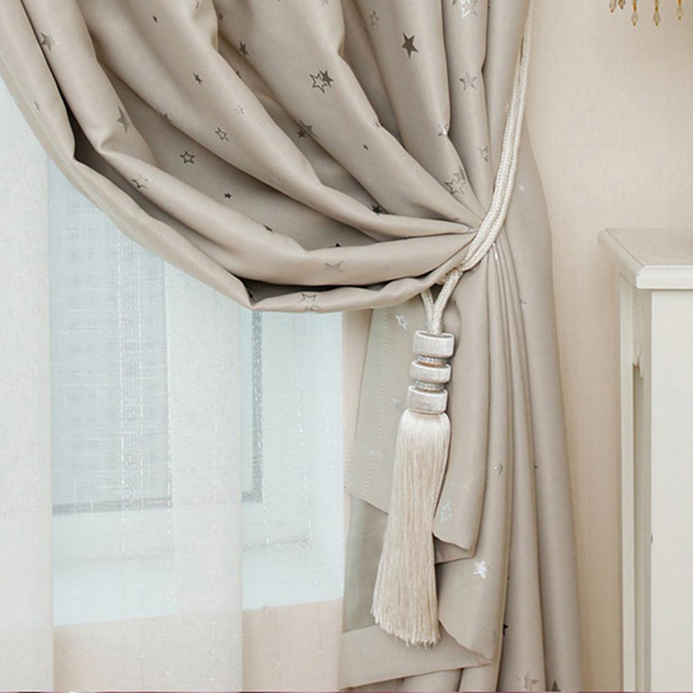 Shiny Stars Blackout Curtains Shading Polyester for Kids Children Bedroom Korean Style Window Voile Tulle Curtains