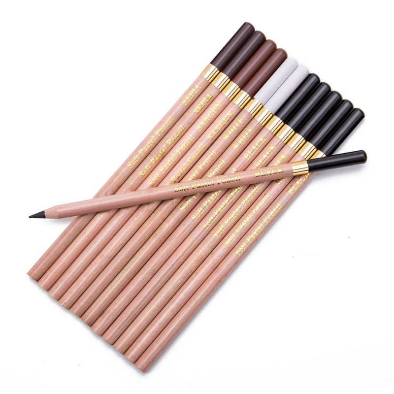 12 unids/caja, lápices de colores Pastel suaves de madera, lápices de carbón, lápiz de arte no tóxico para dibujar, suministros de dibujo C26