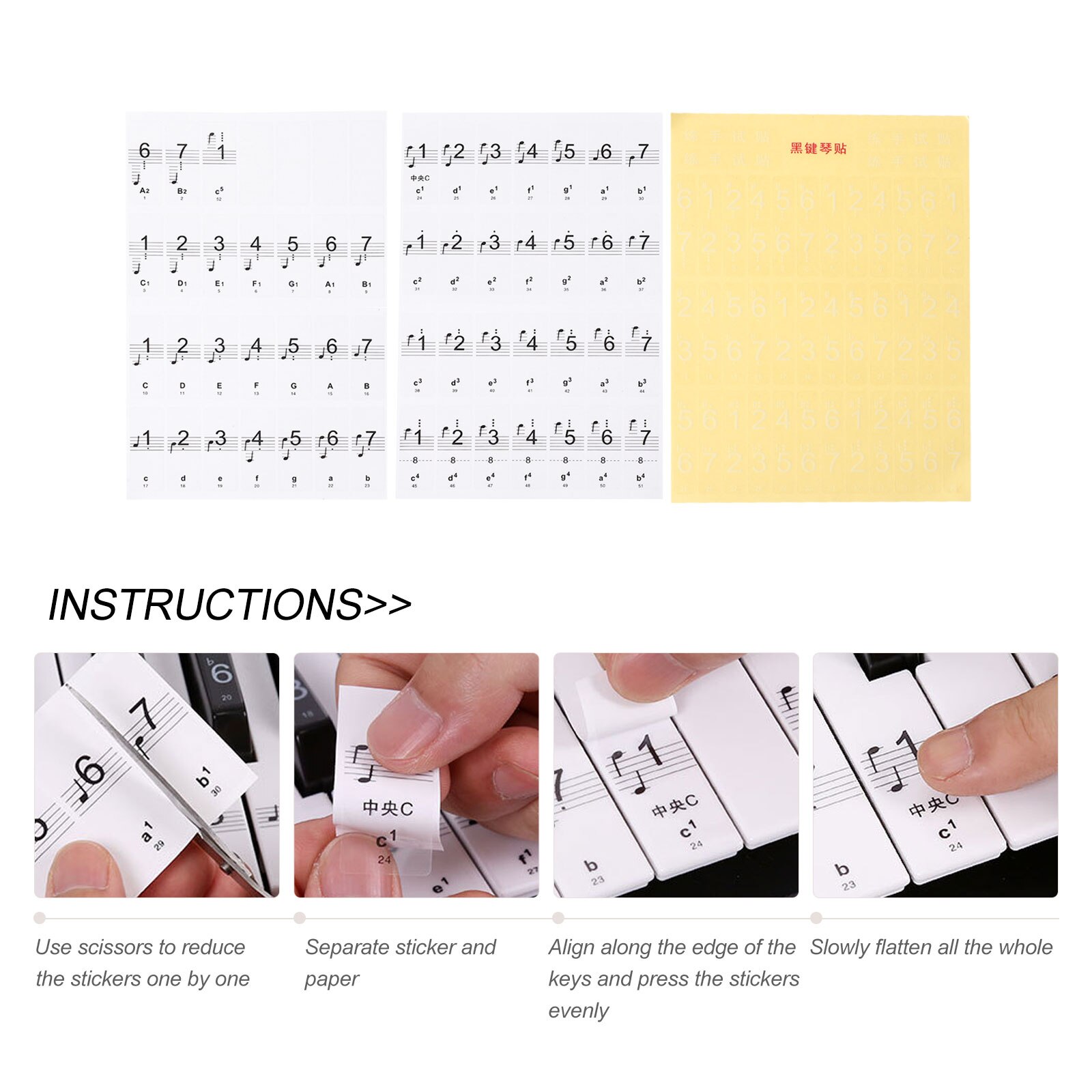 2 Pcs Piano Sticker Piano Keyboard Decals Piano Beginner Decal Piano Accessories