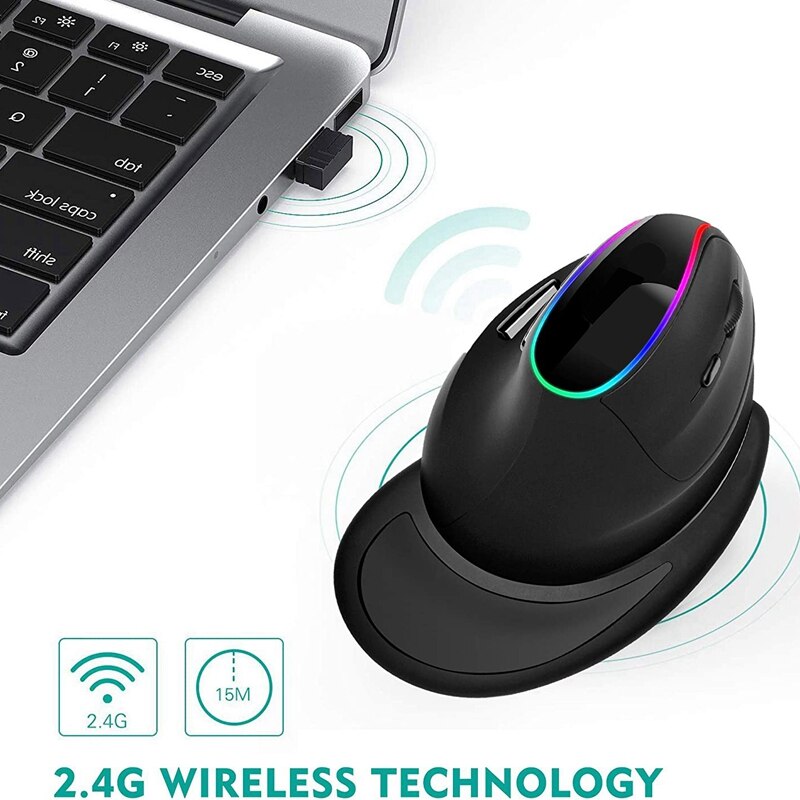 Ergonomics Vertical Mouse Wireless Gaming Mouse Rechargeable Rgb Led Backlit Hand Mice for Computer