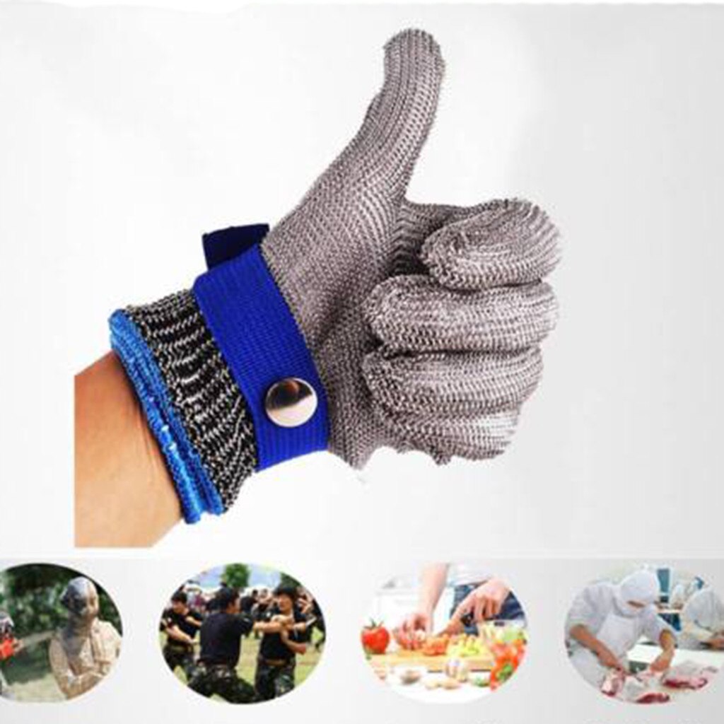 Guantes anticortes de seguridad, resistentes a Cortes, alambre de acero inoxidable, malla de Metal, protección para carnicero, guantes resistentes a cortes de carne