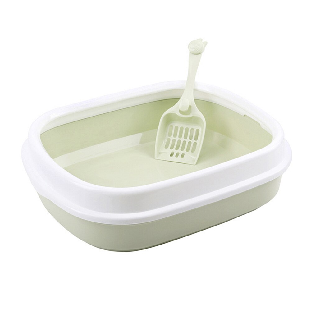 Arenero de plástico para mascotas, caja de arena antisalpicaduras para interior de gato, con cuchara de entrenamiento, almohadilla para PiS de gatito, bandeja de limpieza, suministros de residuos para cachorros: Verde