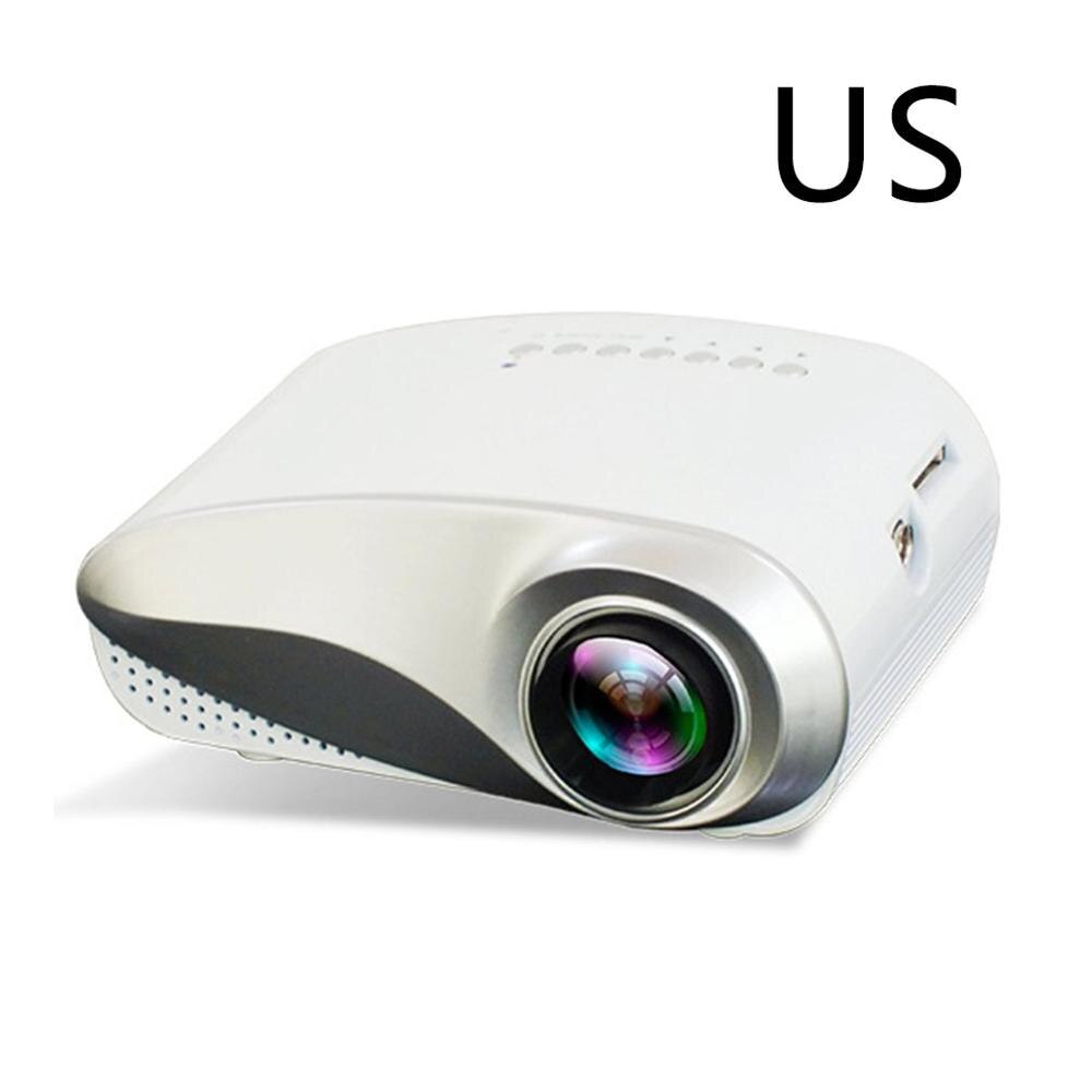 Mini proyector Full HD proyector LED portátil Multimedia Teatro en Casa USB VGA HDMI TV casa teatro sistema: white US Plug