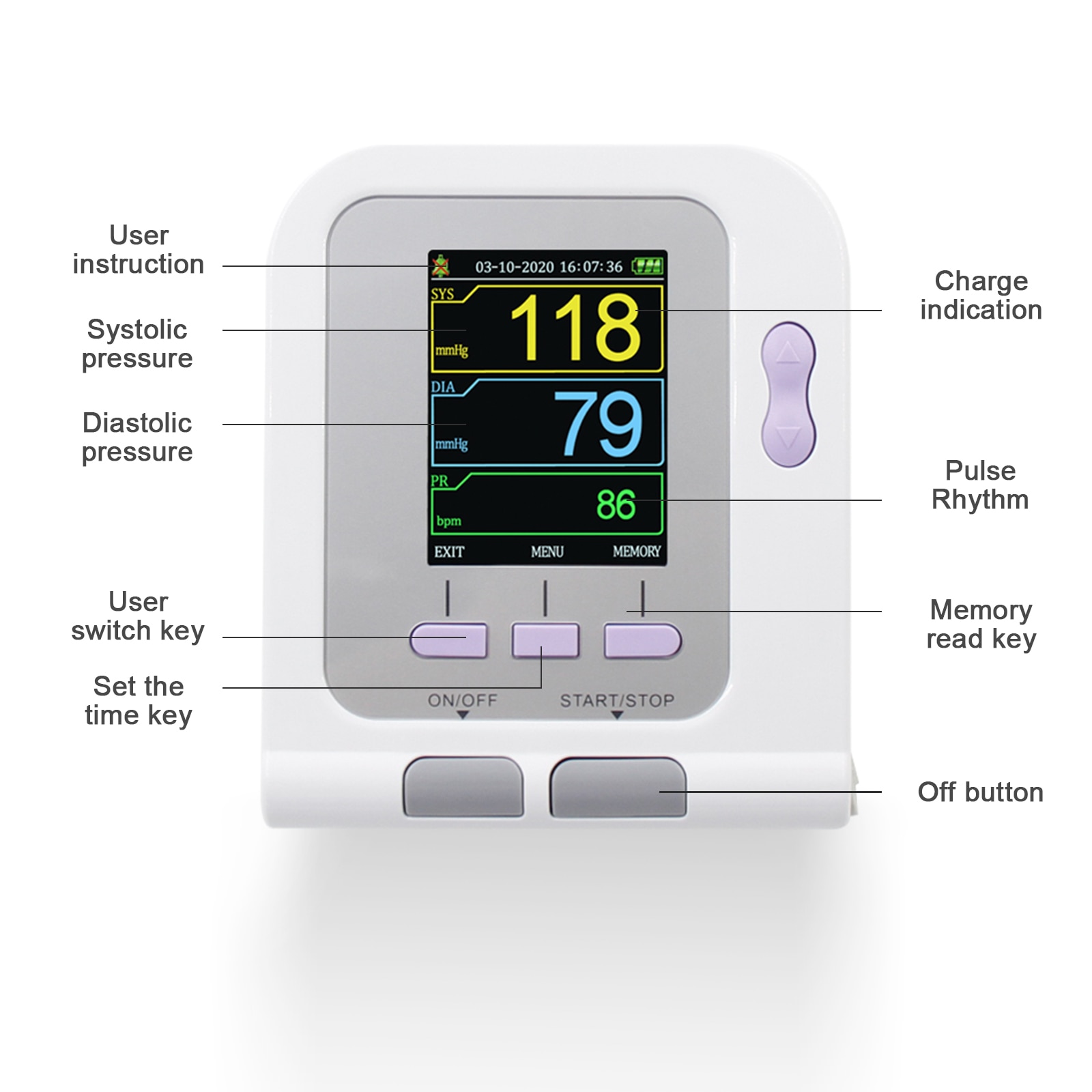 Digitale Blutdruckmessgerät CONTEC08A mit erwachsene manschette elektronische Blutdruck Monitor CE Farbe LCD Anzeige Erwachsene