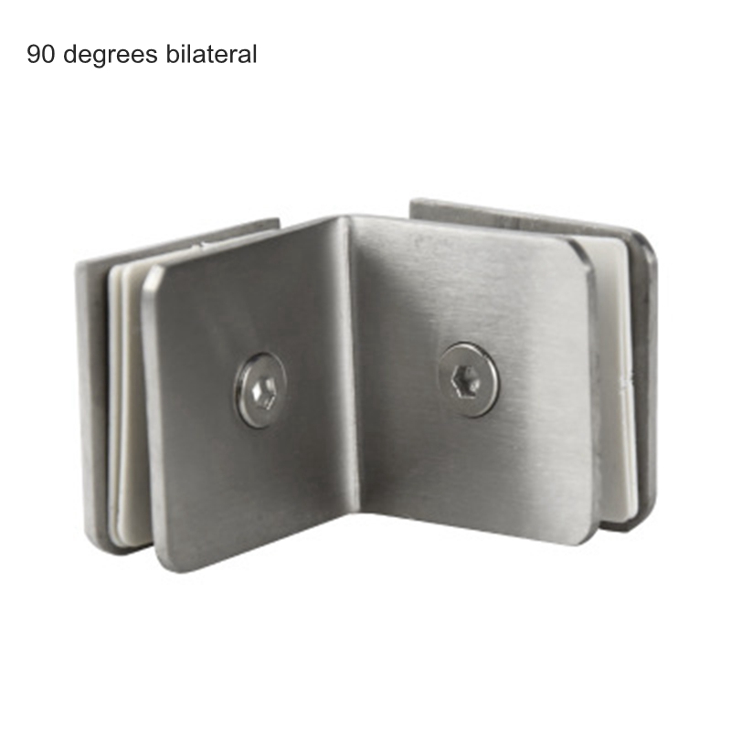 Shower Room Glass Clip Stainless Steel Glass Clamp Square L-Shape Clamp Glass to Glass Connector Shelf Bracket Brushed