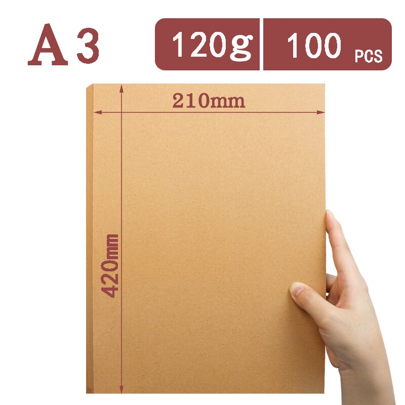 A4 A3 kraft paper thick cardboard color lead sketch painting art inkjet printing paper binding cover handmade DIY wrapping paper: A3 120G 100pcs