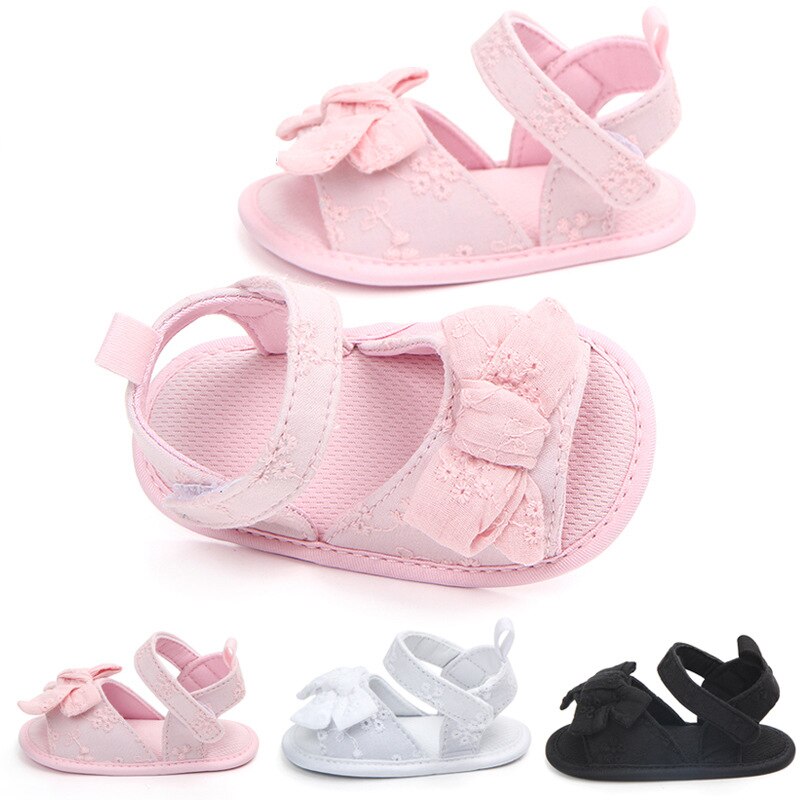 Leuke Strik Baby Meisje Sandalen Zomer Peuter Kinderen Schoenen Outdoor Strand Effen Kleur Roze Wit Zacht Katoen Prinses Meisjes Schoenen