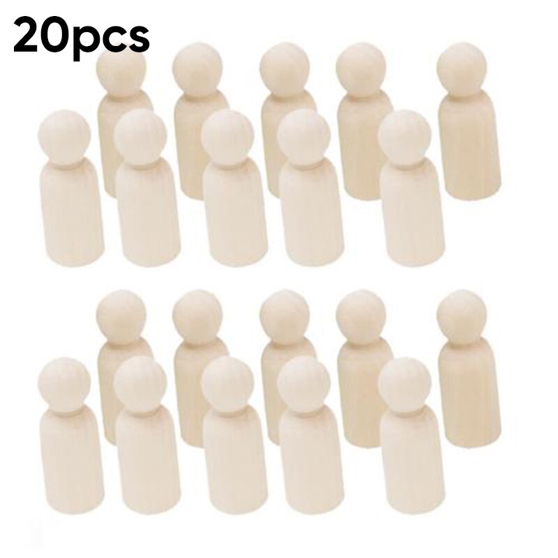 20Pcs 35Mm Unpainted Blanco Houten Peg Poppen Nestelen Set Peg Poppen Ambachten Diy Houten Figuren Familie Creatieve Kid speelgoed Bruiloft Thuis: Man