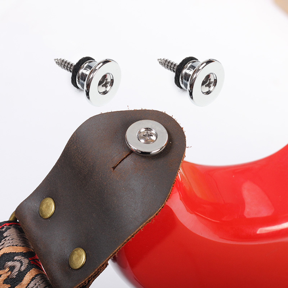 2 Stuks Gitaarband Sloten Zilver Zwart Bas Knop Gesp Gitaar Gitaar Onderdelen Ukelele Vervangen Veelzijdige Compatibiliteit Onderdelen