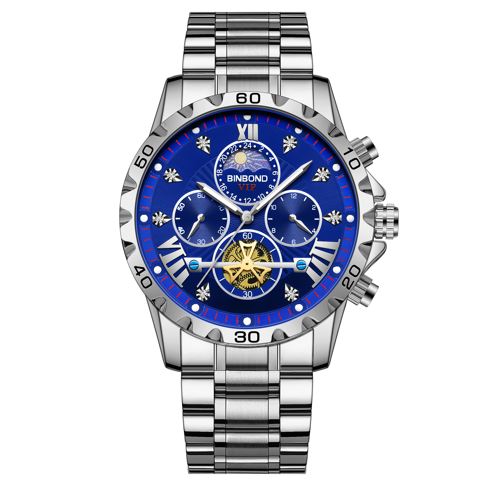 2024 Luxe Automatische Mechanische Horloge Voor Mannen Holle Tourbillon Waterdicht Lichtgevende Datum Week Rvs Heren Horloges: Bronze