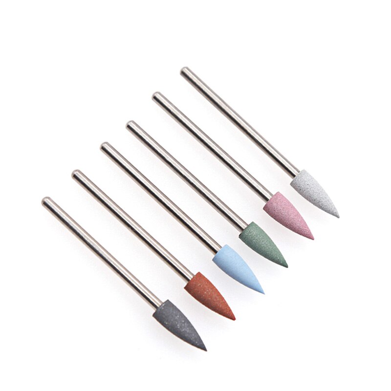 6 Stuks Nail Drill Bit Set Diamond Keramische Nozzle Voor Manicure Elektrische Frees Voor Manicure Machine Frees Voor nail: Zilver
