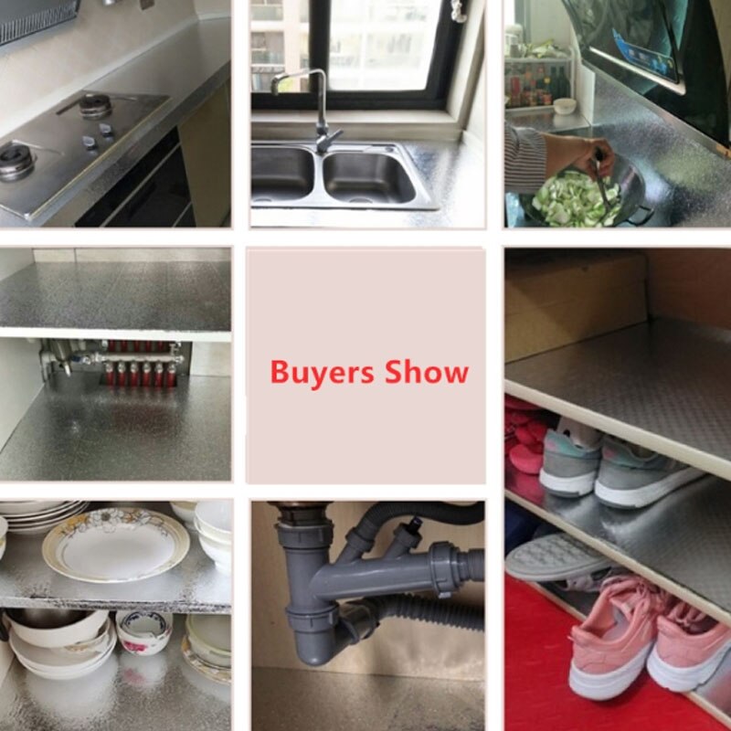 Keuken Olie-Proof Stickers Zelfklevende Verdikte Kasten Vochtbestendige Aluminiumfolie Keuken Hoge Temperatuur Papier
