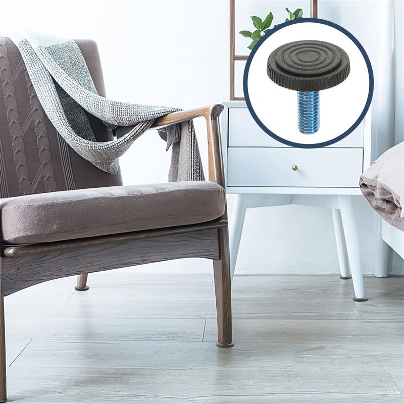 20 piezas pie nivelador roscado en muebles, mesa, silla, deslizamiento, ajustador de pie nivelador M6, accesorios para tazas de muebles, tornillo para el hogar