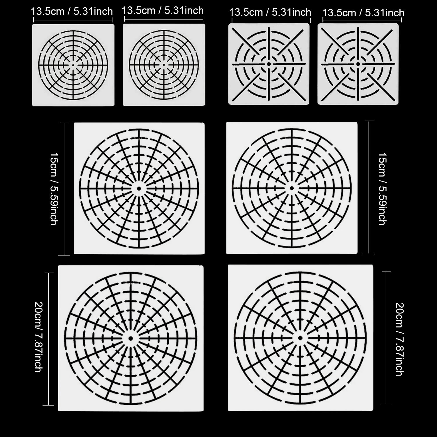 8PCS Reusable Mylar Mandala Punktierung Malerei Schablonen Vorlagen Werkzeuge für DIY Handwerk Möbel Holz Leinwand Rocks Stoff Wand Kunst