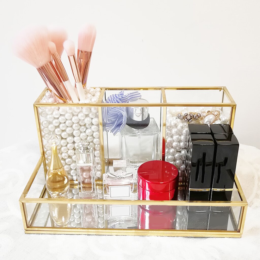 Beauty Clear Makeup Brush Pen and Pencil Holder - 4 Grid to Hold Makeup Brushes, Lipsticks, Eyebow and Lipstick
