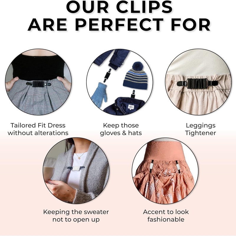 Clips para vestido, cincha trasera para ajuste, Clip negro, ropa, suéter, chal, cárdigan, Clips para cuello para mujeres y niñas