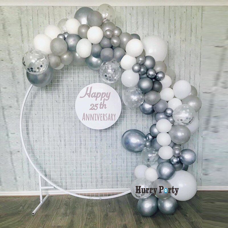 100Pcs/Set Diy 18Th Birthday Balloon Garland Arch Set Metallic Silver Confetti Ballon Engagement Anniversary Party Decoration: Default Title