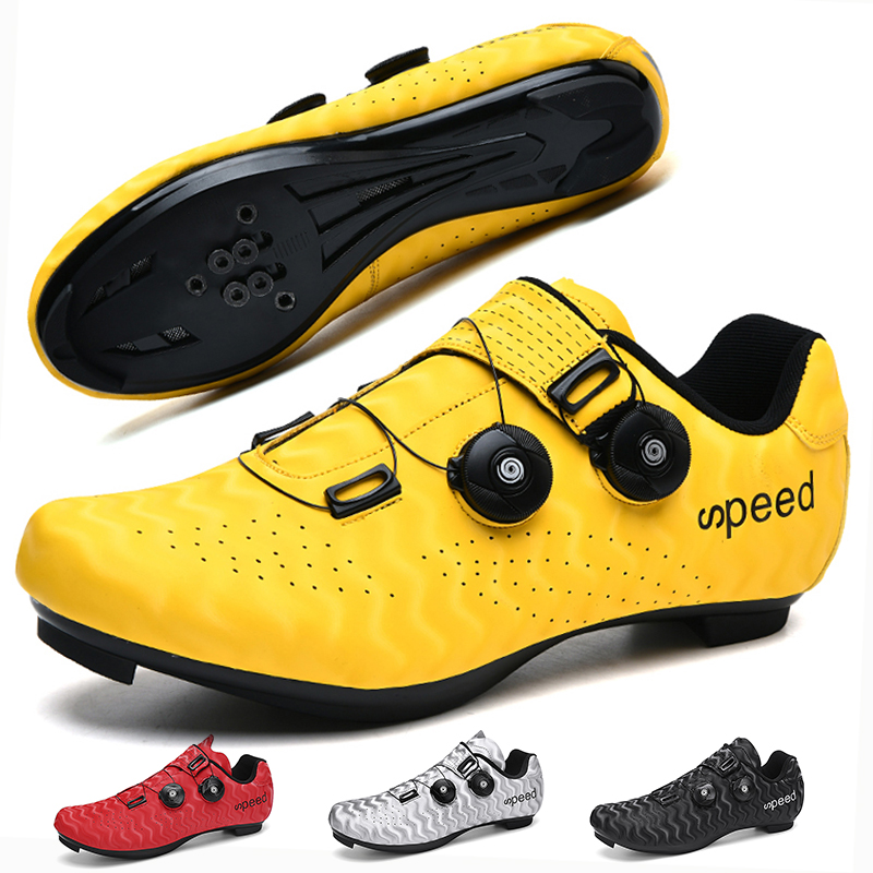 Sapatos de ciclismo profissional para homens e mulheres, impulsionador respirável de sola dura, ciclismo de estrada, sapatos de bloqueio, SPD, sapatos de competição