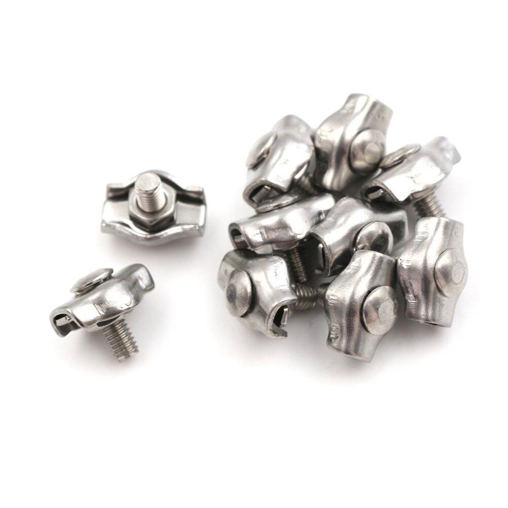 10Pcs Simple Grip Cable Clamps Caliper Whosesale M2 304 Stainless Steel Wire Rope Clip