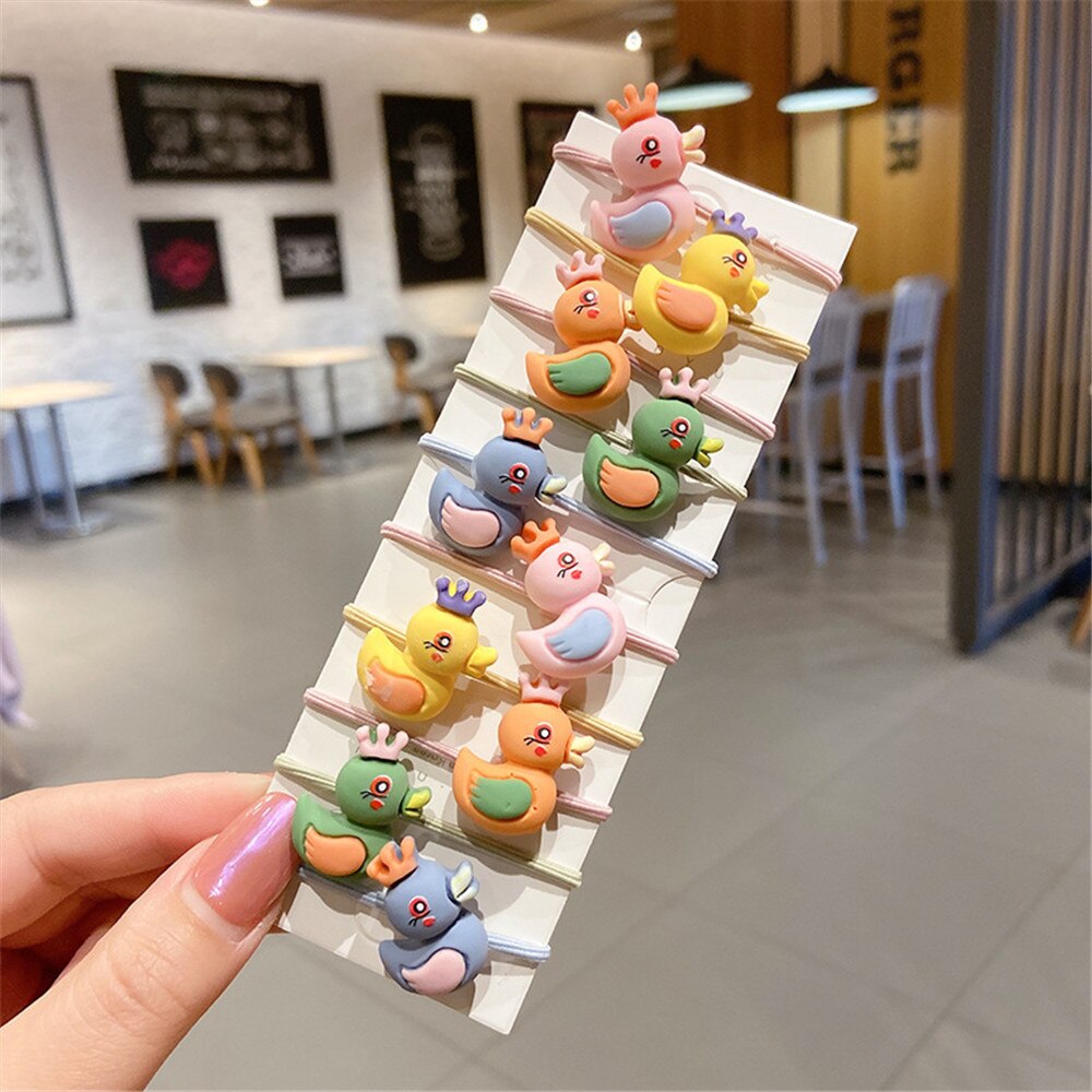 10 Pcs/Set Cute Floral Girls Rubber Bands Princess Kawaii Hair Ornament Headwear Elastic Hair Bands Headbands Hair Accessories