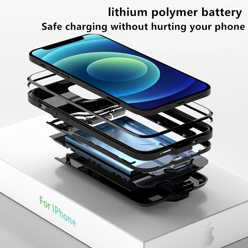 I12 Silm Silikon stoßfest Batterie Ladegerät Fall Für iPhone 12 Pro Max Power Bank Fällen Für iPhone 12 Mini Lade abdeckung Capa